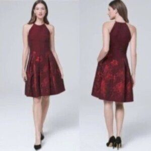 NWOT White House Black Market Floral-Jacquard Fit-And-Flare Dress
